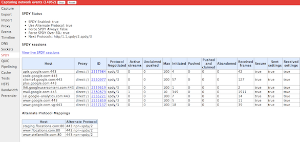 Chrome net internals spdy protocol